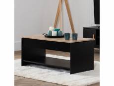 Table basse avec plateau relevable noire et bois hedda