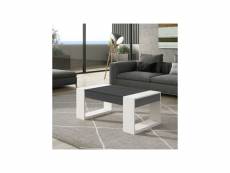 Table basse relevable chêne gris-bois blanc - plamor - l 110 x l 60 x h 44-57 cm - neuf