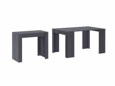 Table console extensible jusqu'à 140 cm, grise.