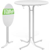 Table de bar ronde Ø70 ou 80 cm pliable haute de 110 cm plateau de table en mdf mange debout table d'appoint Blanc 70cm - Casaria