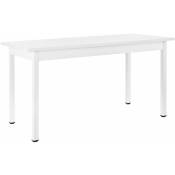 Table de salle cuisine bureau mdf placage acier 140 cm blanc - Blanc