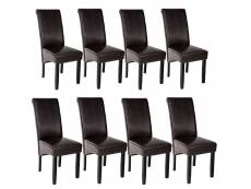Tectake lot de 8 chaises aspect cuir - marron 403989
