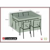 Titanium - Housse de protection pour table rectangulaire + chaises 180 x 150 x 85 cm - Noir
