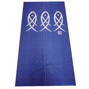 Tlily - Rideau de Porte Japonais Noren Tapisserie de Poisson Ancien Personnage pour la DéCoration de la Bleu 33X59 Pouces