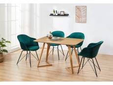 Valentina - lot de 2 chaises scandinaves en velours vert emeraude - style vintage - salle à manger, cuisine, bureau