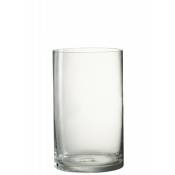 Vase cylindrique en verre transparent 15x15x25.5 cm