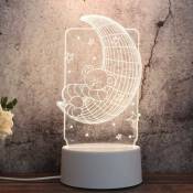 Veilleuse 3D pour Enfants,Illusion Nuit Lumiere Lampe