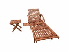 Vidaxl chaise longue avec table bois d'acacia solide