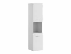 Armoire de rangement de montreal hauteur 131 cm blanc brillant - meuble de rangement haut placard armoire colonne