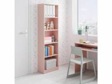 Bibliothèque linéaire avec cinq étagères, couleur rose, dimensions 52 x 180 x 25 cm 8052773326902