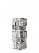 Bibliothèque rotative Ptolomeo H 110 cm / 4 faces - Livres horizontal & vertical - Opinion Ciatti blanc en métal