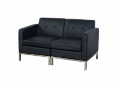 Canapé 2 places hwc-c19, système modulaire de fauteuils avec accoudoirs, extensible similicuir ~ noir