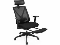 Chaise de bureau avec repose pied fauteuil de bureau ergonomique en filet mécanisme basculant (90-135°) charge max. 150 kg noir helloshop26 12_0000410