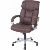 Chaise de bureau HHG 776, chaise pivotante, tissu imitation daim, brun
