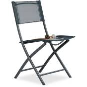 Chaise de jardin pliable plastique et métal chaise balcon camping terrasse HxLxP: 87 x 46 x 48 cm, anthracite - Relaxdays