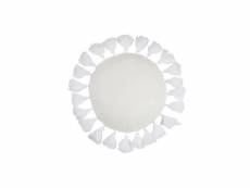 Coussin rond floches polyester blanc - l 45 x l 45 x h 14 cm