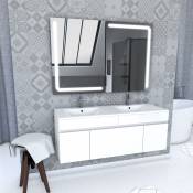 Ensemble de meubles avec vasques et miroirs led intégrée - Blanc - 120 cm