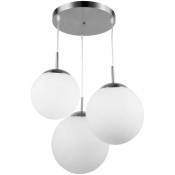 Etc-shop - Lampe suspendue boules Lampe boule à 3 flammes suspendue lampe à suspension en verre blanc lampe de table à manger, nickel mat, 3x E27,
