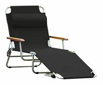 Fiam Amigo - Chaise-longue avec accoudoirs noir/étoffe