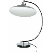 Lampe de table courbée Bauhaus ronde 45cm - chrome, blanc