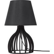 Lampe de Table Déco Noire en Bois et Tissu avec Support Type Cage E27 Max 40W pour Chambre Table de Chevet ou Salon au Design Scandinave Beliani Noir