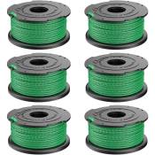 Lot de 6 bobines de fil vert pour débroussailleuse Black & Decker GL7033 GL8033 GL9035 A6482 Tonchean