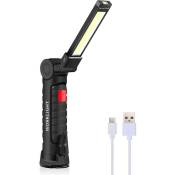 Mediawave Store - Mini lampe poche led rechargeable cob 400529 lumière secours articulée magnétiqu