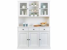 Meuble de cuisine en bois massif blanc avec 5 portes et 3 tiroirs - dim : l131 x h191 x p45 cm -pegane- PEGANE