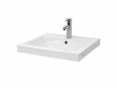 Ml-design lavabo en céramique blanc 54,5x16x41,5 cm lavabo encastré d'angle avec trou pour robinetterie et trop-plein, vasque à poser vasque à encastr