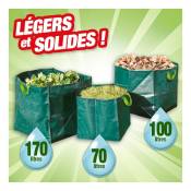 Outiror - Lot de 3 sacs à déchets spécial jardin, 3 dimensions : 70L / 100L / 170L