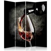 Paravent Décoratif Élégance Vin Rouge pour Intérieur - 145 x 180 cm - 2 faces r° v° - Noir, blanc