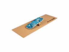 Planche d'équilibre - boarderking indoorboard flow - tapis + rouleau de bois / liège - waves