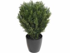 Plante artificielle haute gamme spécial extérieur / cyprès buisson rond artificiel coloris vert - dim : 75 x 55 cm