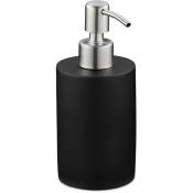 Porte-savon liquide, 180 ml, rechargeable, salle de bain, distributeur shampoing, pompe en inox, noir - Relaxdays