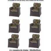 Setgarden - Coussins pour chaises de jardin 6 pièces x de jardin terrasse 50x50x55cm - Coussins pour fauteuil de jardin extérieur Vert