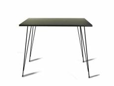 Table à manger carrée meero l90cm bois effet marbre noir et métal noir