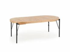 Table à manger ronde 100-300cm extensible avec plateau plaqué chêne et pieds métal aya 1349