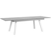 Table de Jardin Extensible 175 / 255 x 100 cm en Aluminium Gris et Blanc avec Design Moderne pour Extérieur de Style Traditionnel Beliani