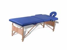 Table pliable de massage 2 zones avec cadre en bois