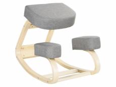 Tabouret ergonomique siège assis à genoux charlie bois et gris