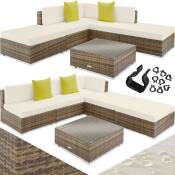 Tectake - Canapé de jardin paris modulable 5 places - table de jardin, mobilier de jardin, fauteuil de jardin - marron naturel
