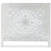 Tête de lit bois sculpté Lutetia 160cm Blanc - Blanc