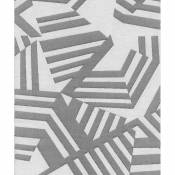 Tissu jacquard imprimé géométrique - Gris Blanc