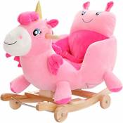 Trojan Cheval à Bascule pour Enfants Musical Wood Rocking Chair Bébé Jouet Cadeau Securable (Couleur : Pink)