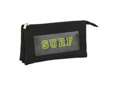Trousse fourre-tout triple safta surf noir (22 x 12 x 3 cm)