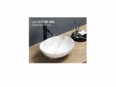Vasque à poser en céramique blanche marbrée - l 40 x 33 cm - gamme pati