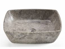 Vasque à poser / lavabo en marbre coloris gris - longueur 50 x hauteur 15 x profondeur 38 cm