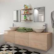 Vidaxl - 8 pièces de mobilier de salle de bain et lavabo Beige
