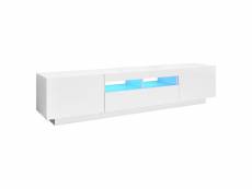 Vidaxl meuble tv avec lumières led blanc brillant 180x35x40 cm