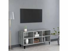Vidaxl meuble tv avec pieds en métal sonoma gris 103,5x30x50